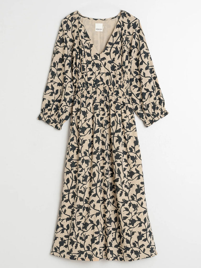 Indi & Cold Midi Dress in Beige Petrol