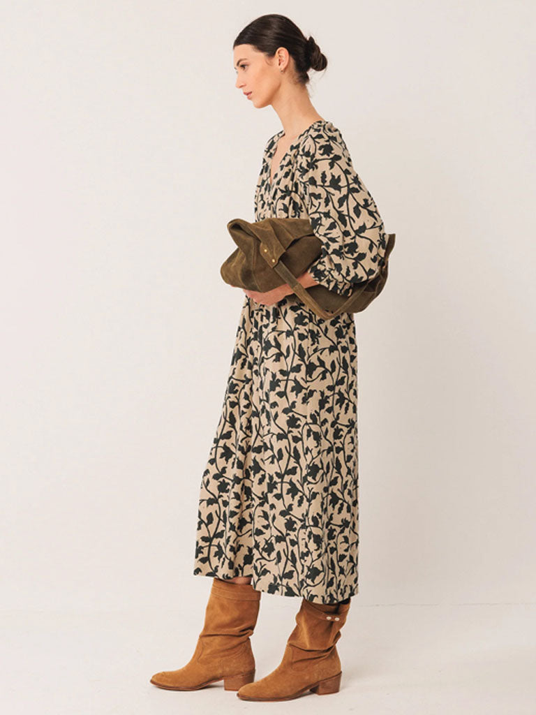 Indi & Cold Midi Dress in Beige Petrol