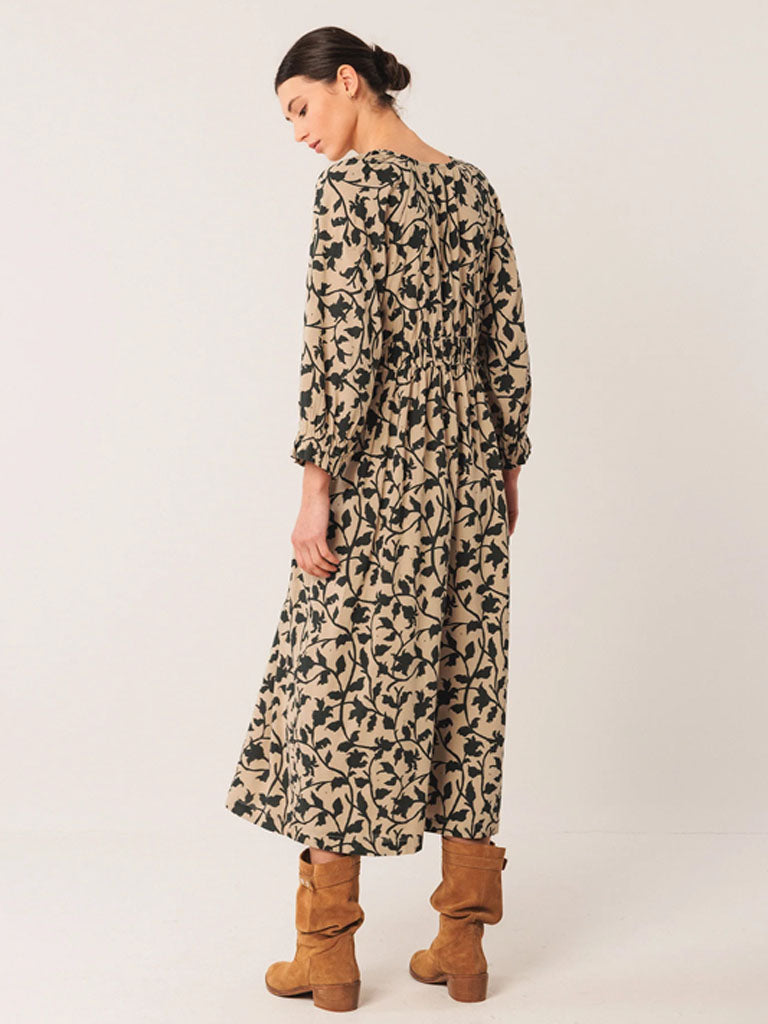 Indi & Cold Midi Dress in Beige Petrol
