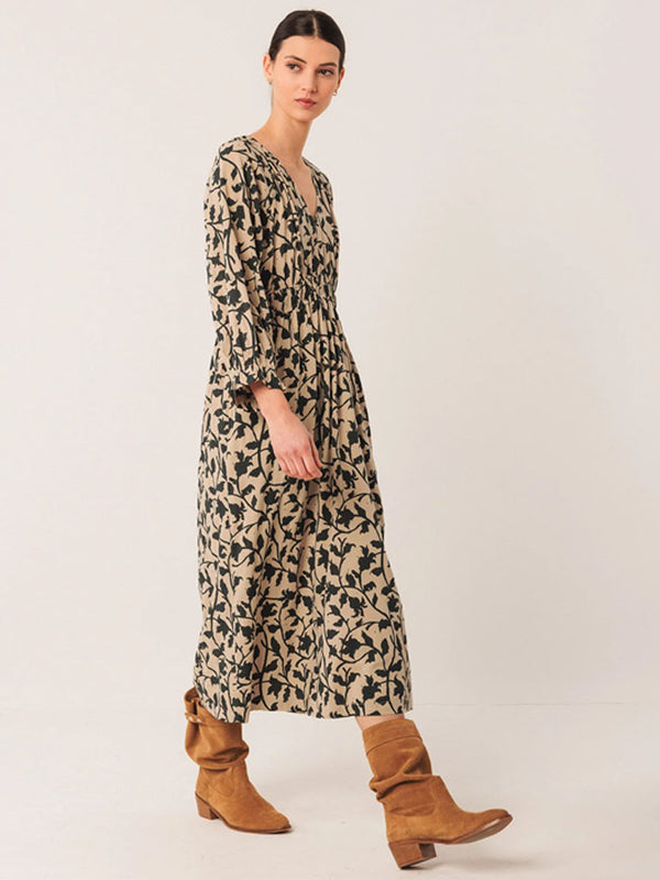 Indi & Cold Midi Dress in Beige Petrol
