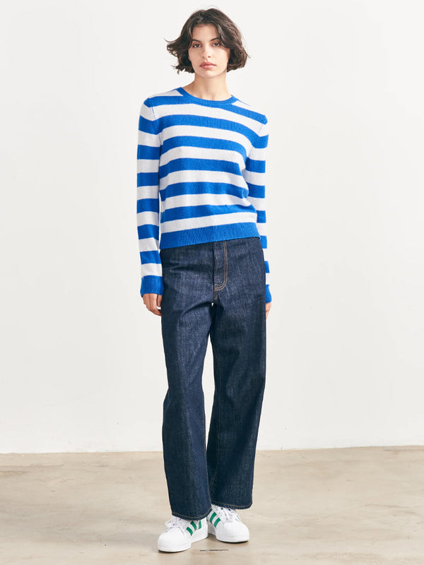 JUMPER 1234 Stripe Crew Sweater in Blue Cement Peony 