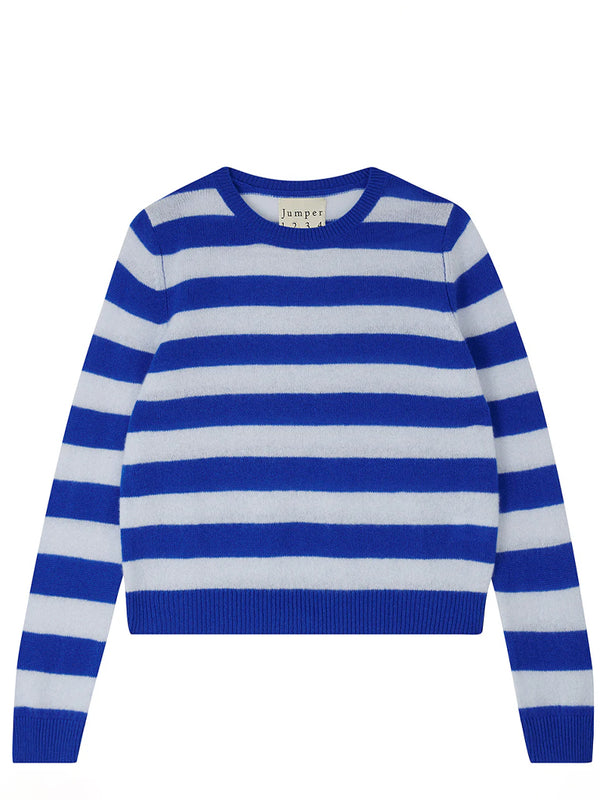 JUMPER 1234 Stripe Crew Sweater in Blue Cement Peony 