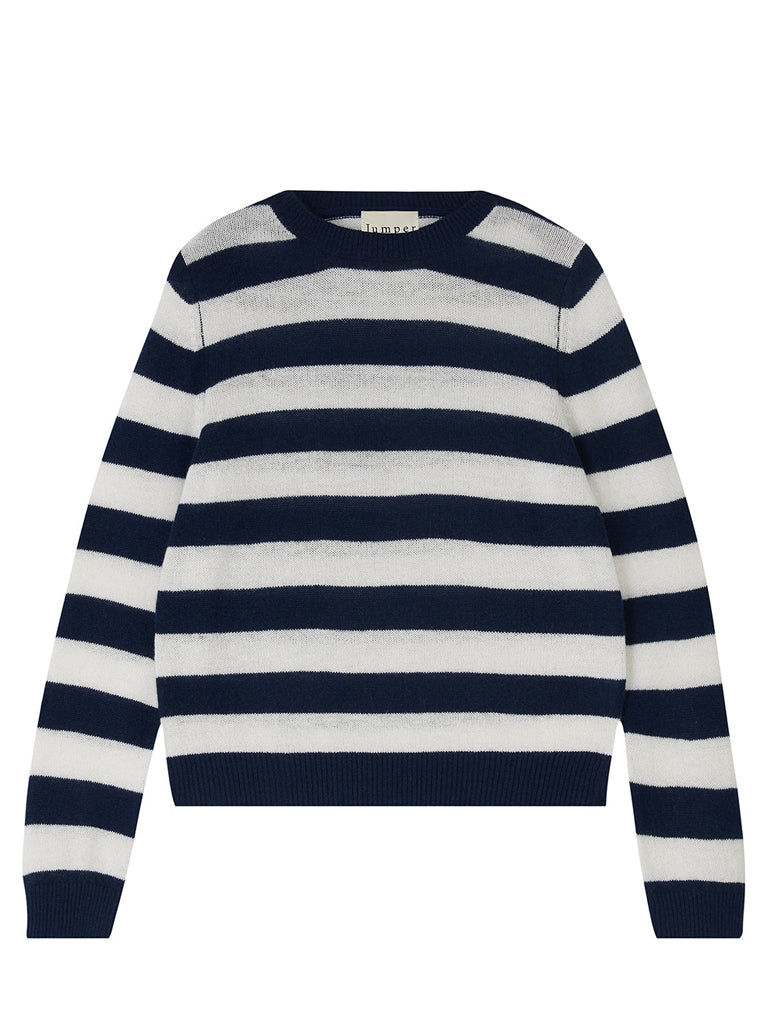 JUMPER 1234 Stripe Crew Sweater in Navy Cream