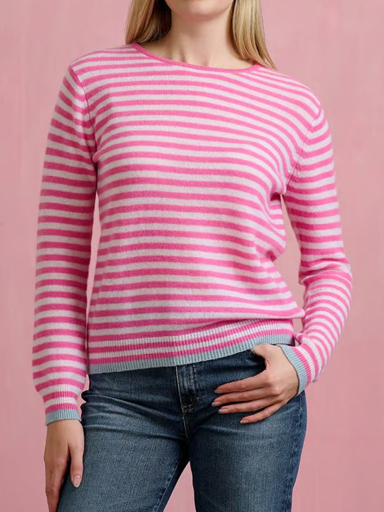 Jumper 1234 Little Stripe Crew in Azalea Lily Mineral