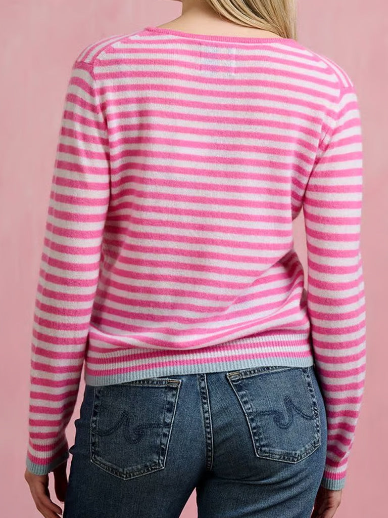 Jumper 1234 Little Stripe Crew in Azalea Lily Mineral