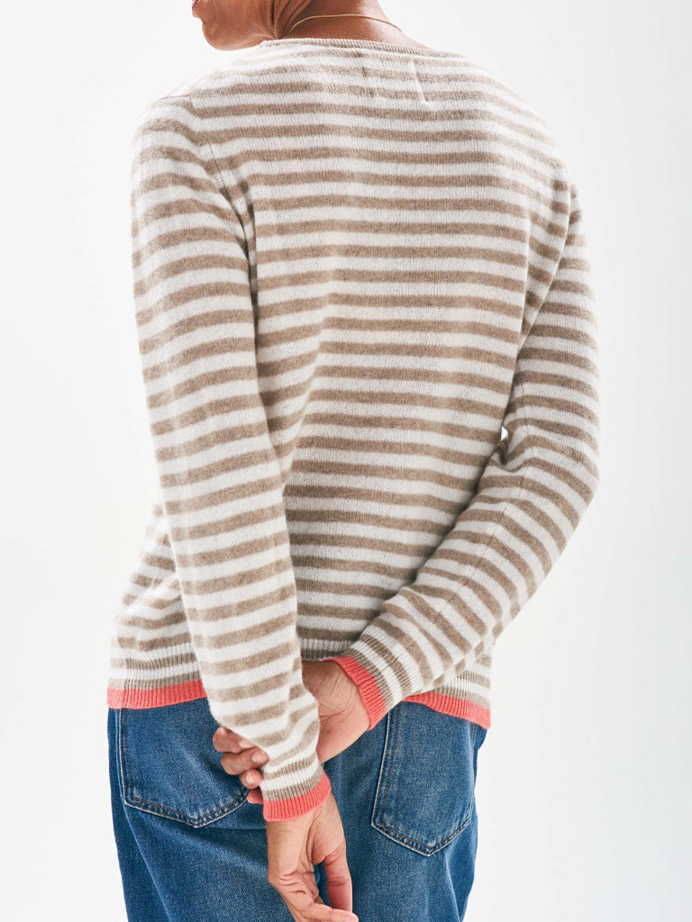 Jumper 1234 Little Stripe Crew in Brown Lily Cerise