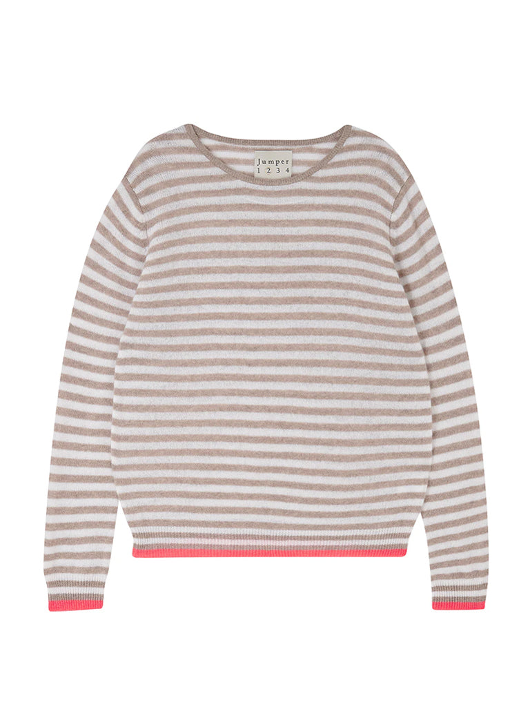 Jumper 1234 Little Stripe Crew in Brown Lily Cerise