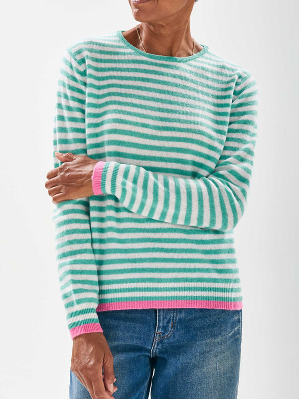 Jumper 1234 Little Stripe Crew in Mint Lily Azalea