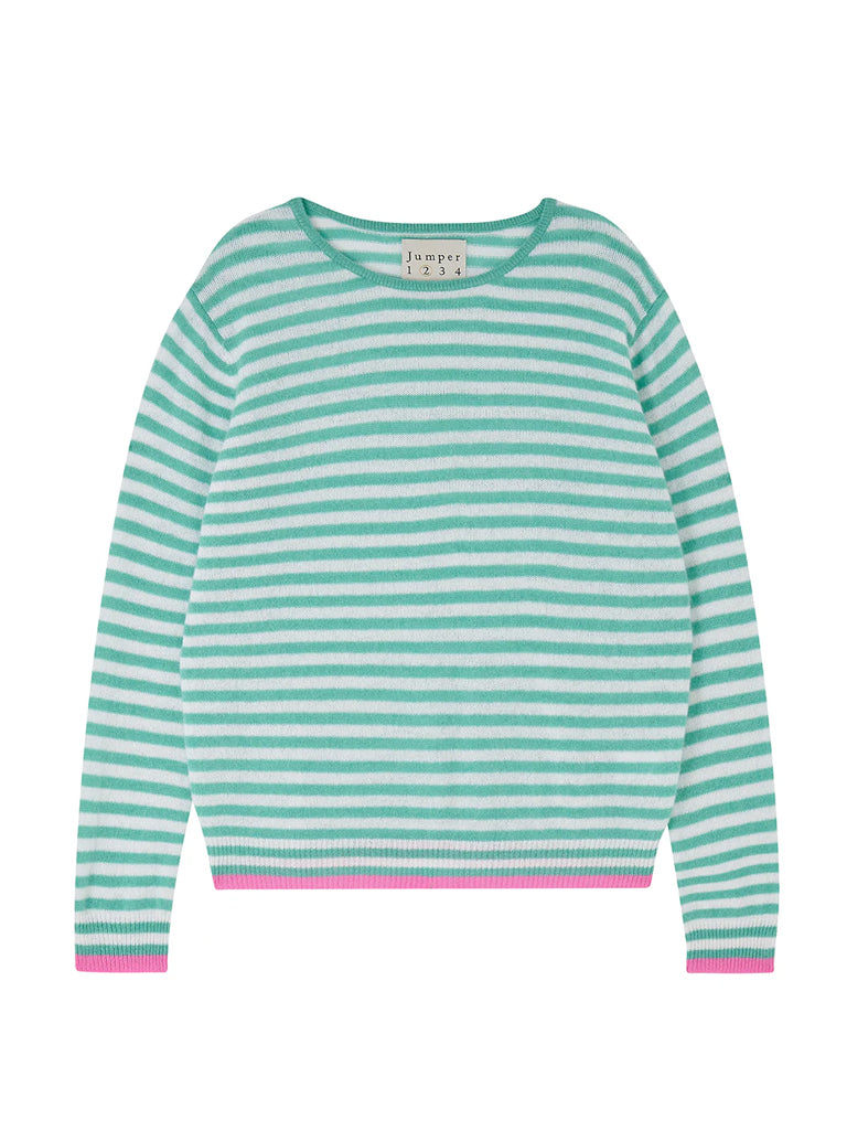 Jumper 1234 Little Stripe Crew in Mint Lily Azalea