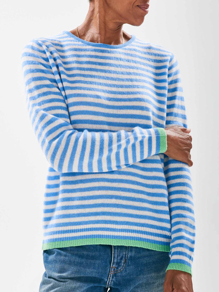 Jumper 1234 Little Stripe Crew in Sky Lily Apple