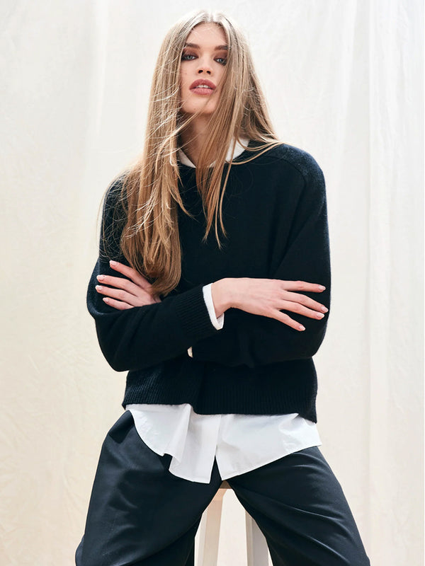 Jumper 1234 Oversize Crew Sweater in Black