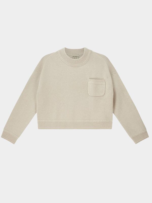 Jumper 1234 Heavy Pocket Turtle Sweater in Limestone