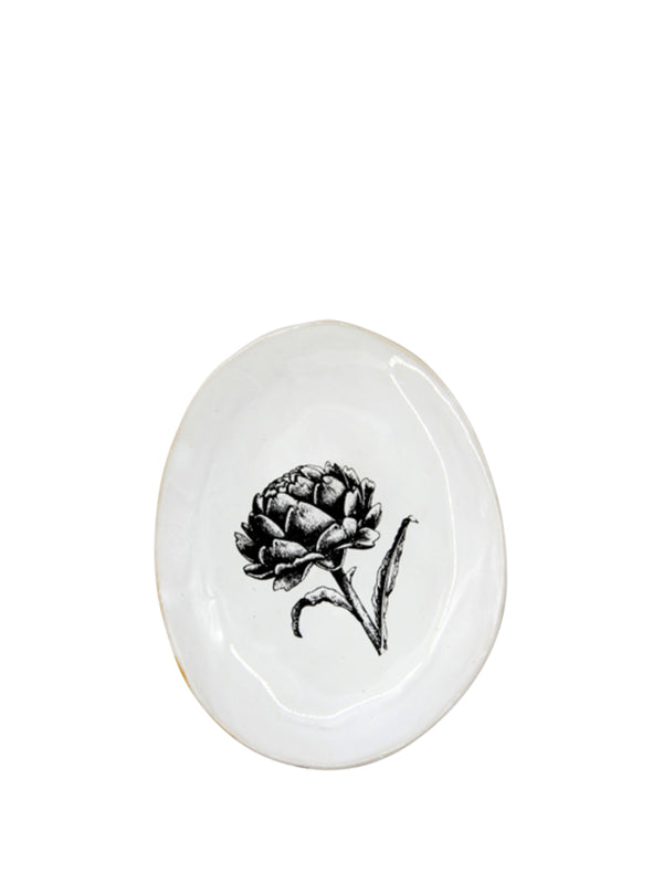 Kühn Keramik Small Oval Artichoke Plate in White