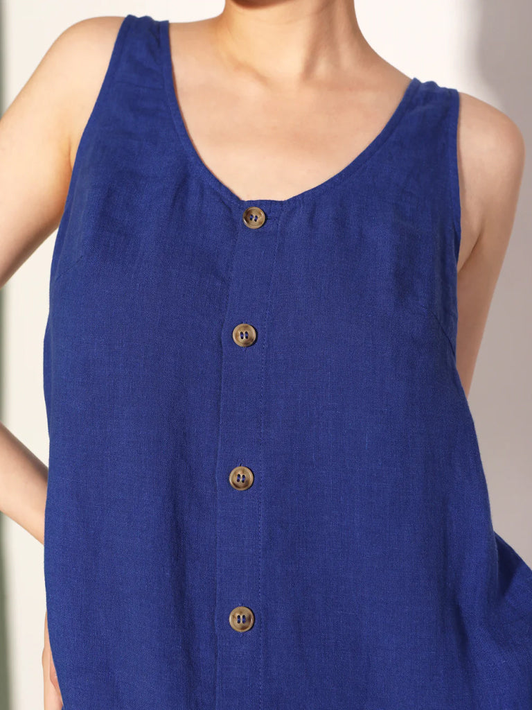 L.F. Markey Button Front Slip Dress in Cobalt
