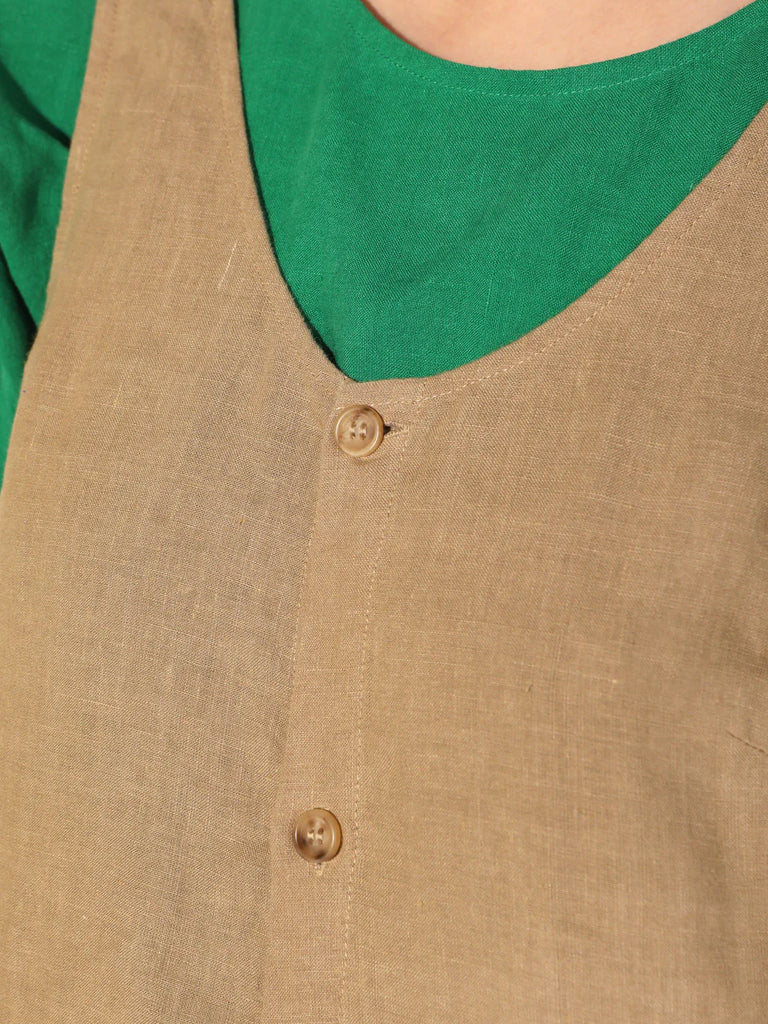 L.F. Markey Button Front Slip Dress in Stone