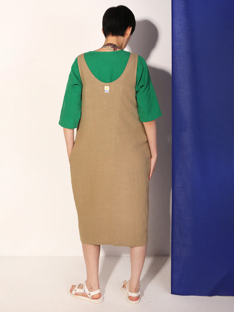 L.F. Markey Button Front Slip Dress in Stone