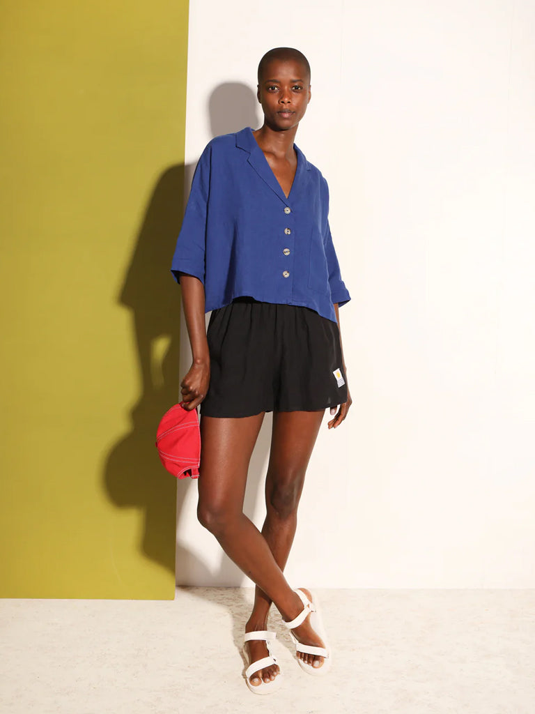 L.F. Markey Linen Shorts in Black