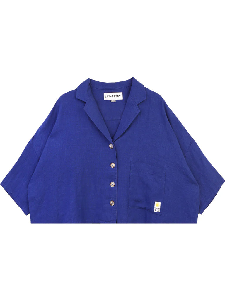 L.F. Markey Maxim Linen Shirt in Cobalt