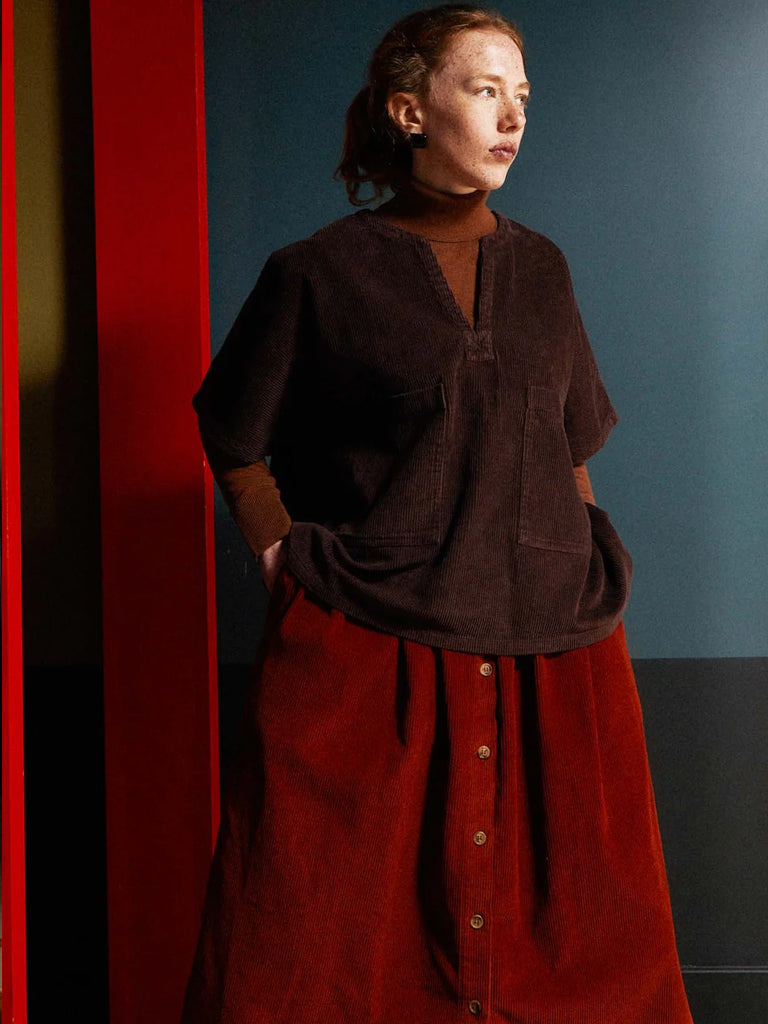 L.F. Markey Isaac Cord Skirt in Rust