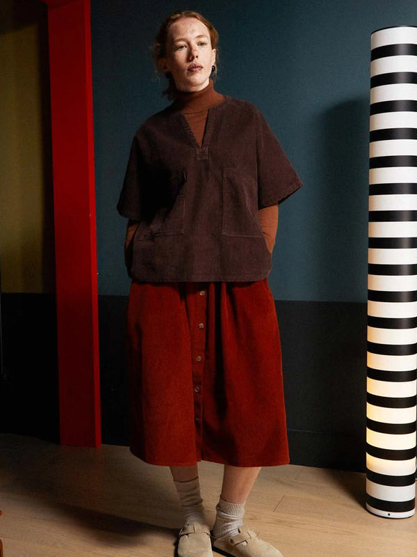 L.F. Markey Isaac Cord Skirt in Rust