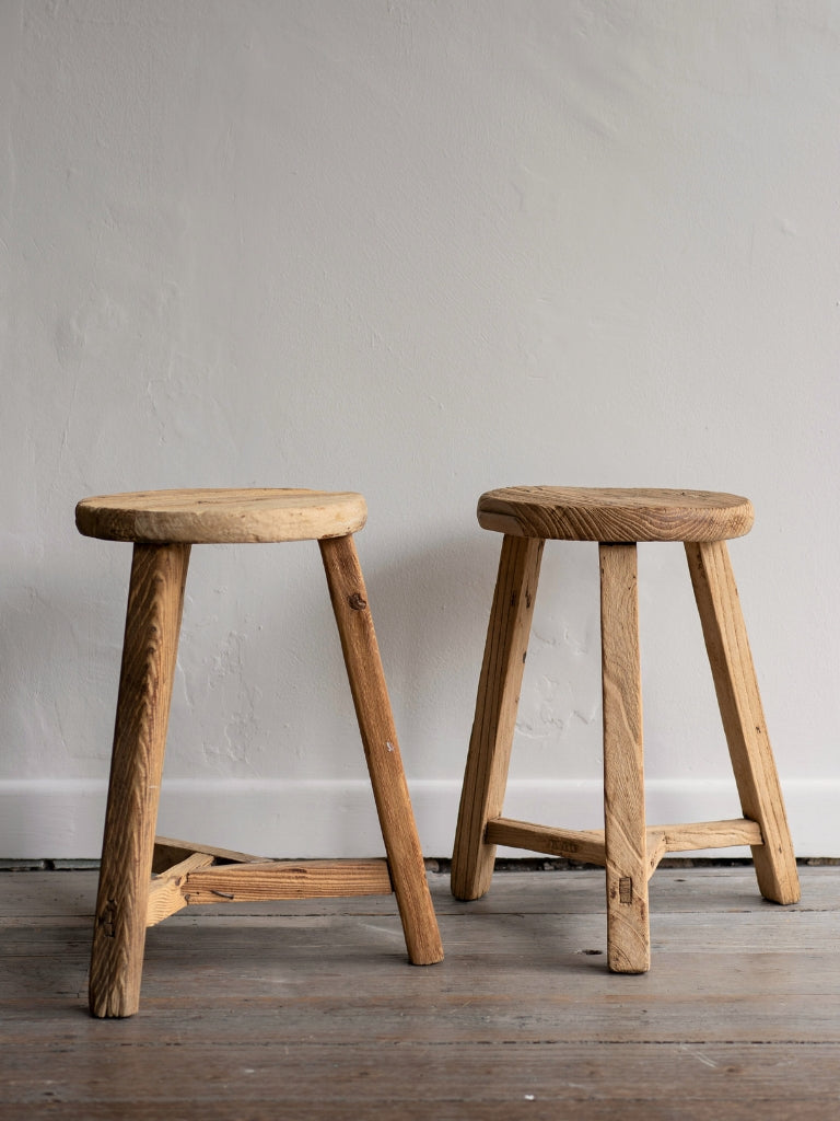 Large Round Stool in Wood