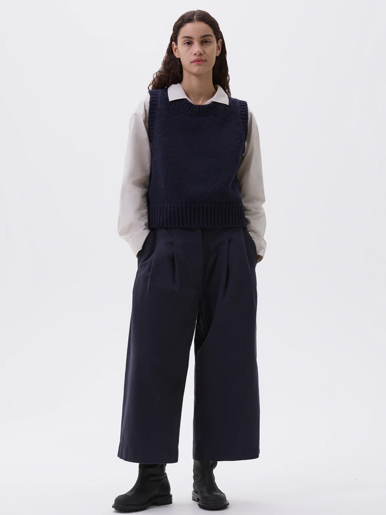 MHL Chunky Crew Neck Slipover in Rich Navy