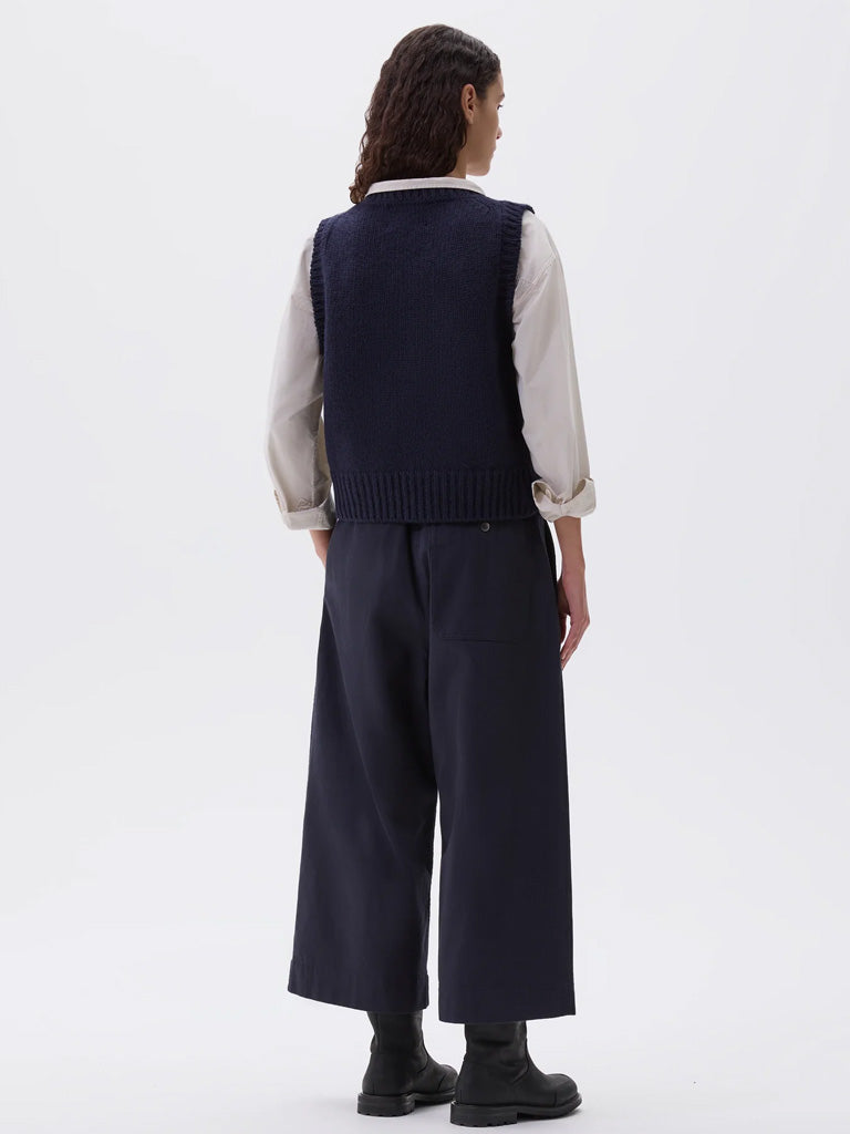 MHL Chunky Crew Neck Slipover in Rich Navy