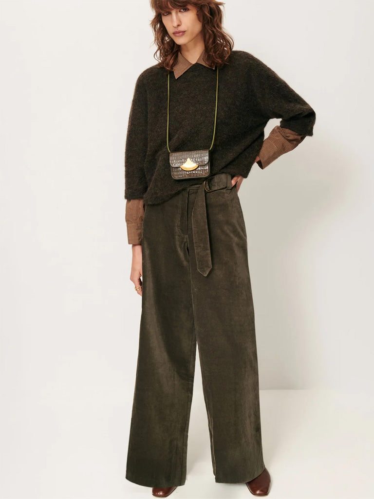 Sessun Darm Velvet Trousers in Lichen