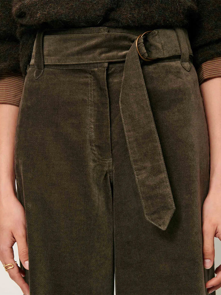 Sessun Darm Velvet Trousers in Lichen