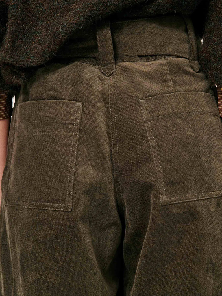 Sessun Darm Velvet Trousers in Lichen