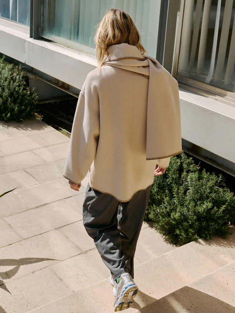 Indi & Cold Embroidered Coat in Stone