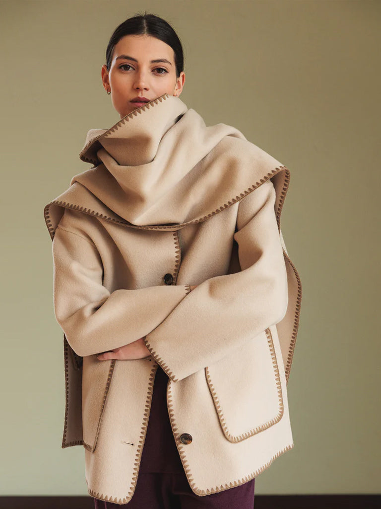 Indi & Cold Embroidered Coat in Stone