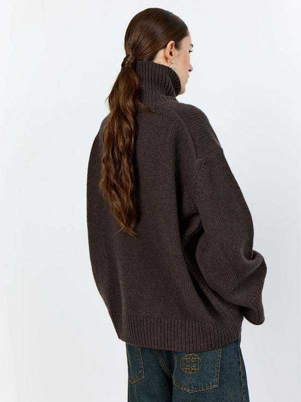 Levete Room Perle Roll Neck Sweater in Coffee