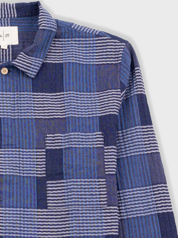 Folk Patch Shirt in Blue Multicheck