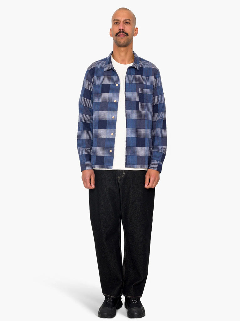 Folk Patch Shirt in Blue Multicheck