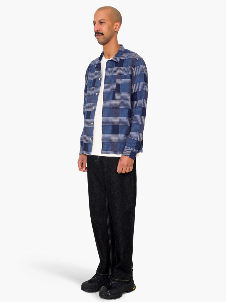 Folk Patch Shirt in Blue Multicheck