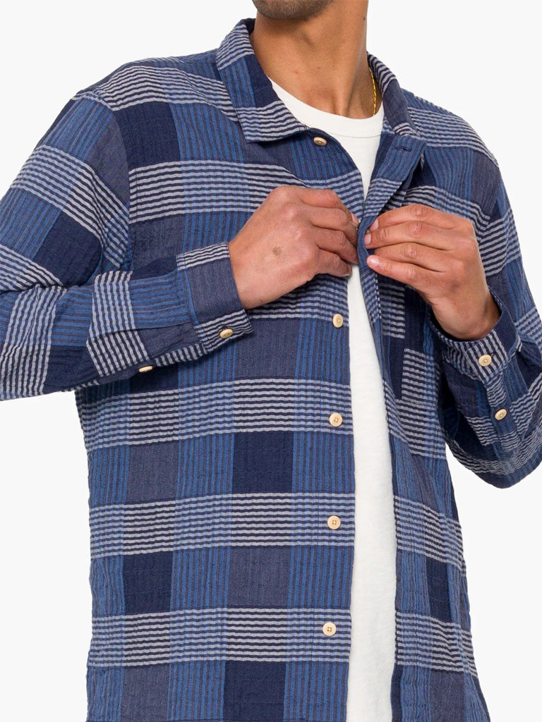 Folk Patch Shirt in Blue Multicheck
