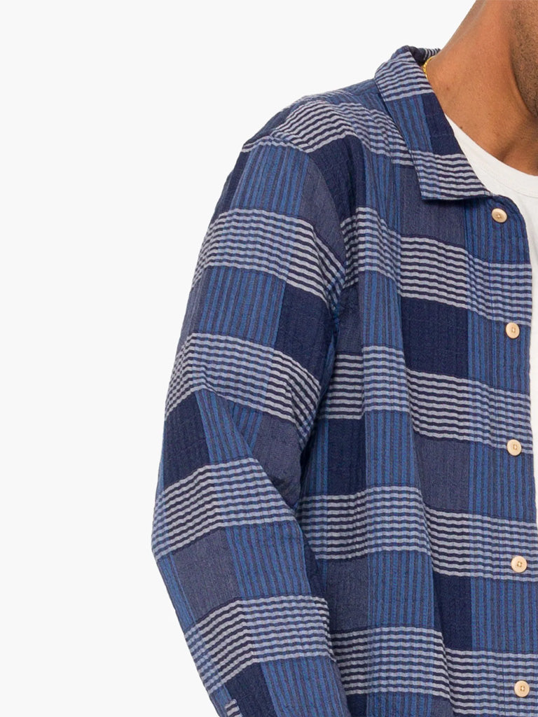 Folk Patch Shirt in Blue Multicheck