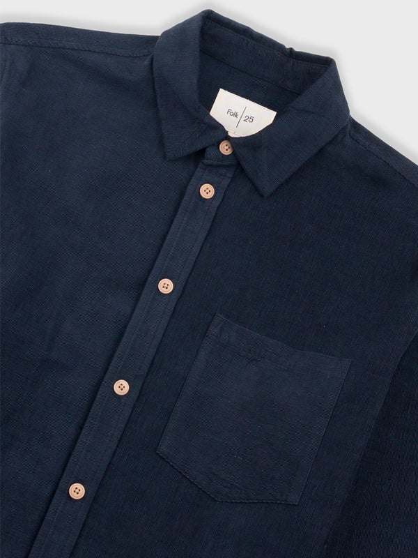 Folk Direction Babycord Shirt in Dark Navy
