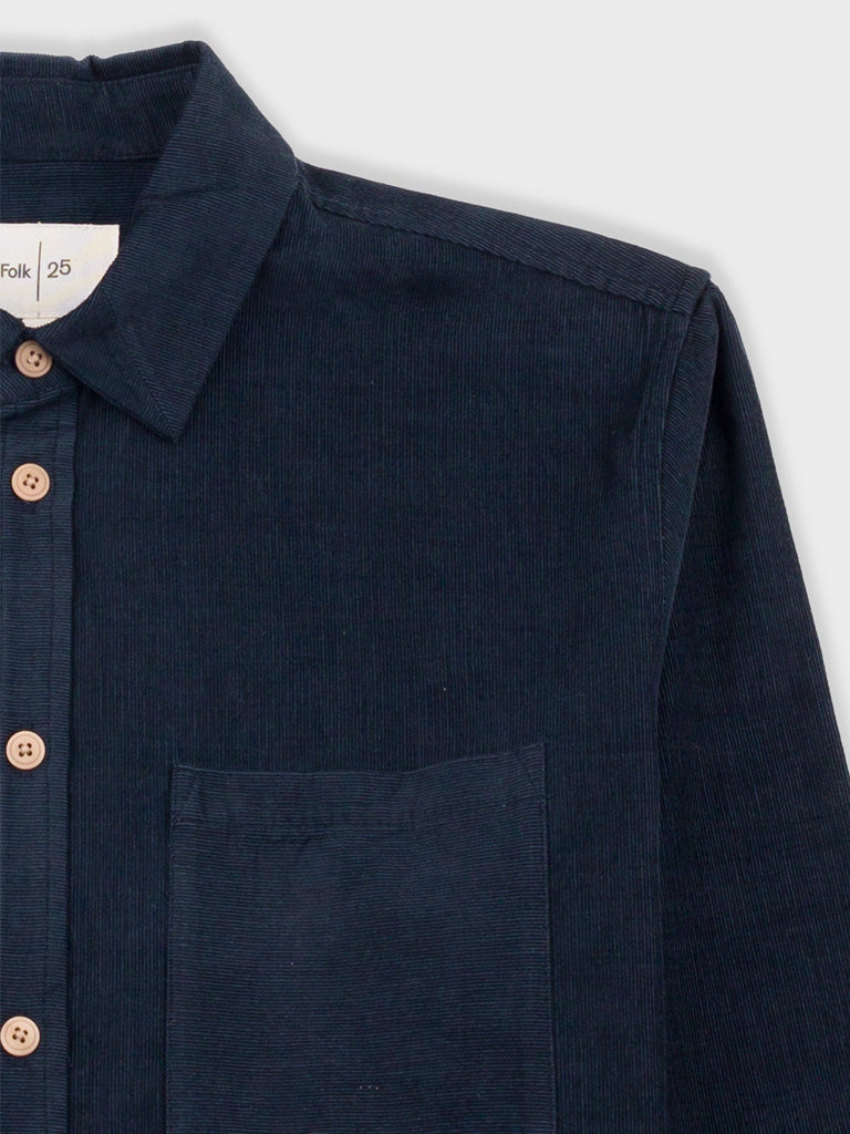 Folk Direction Babycord Shirt in Dark Navy