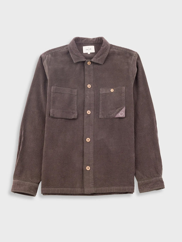Folk Anniversary Patch Overshirt in Rich Brown Cord