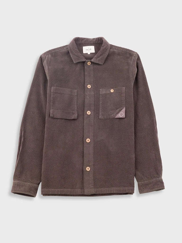 Folk Anniversary Patch Overshirt in Rich Brown Cord