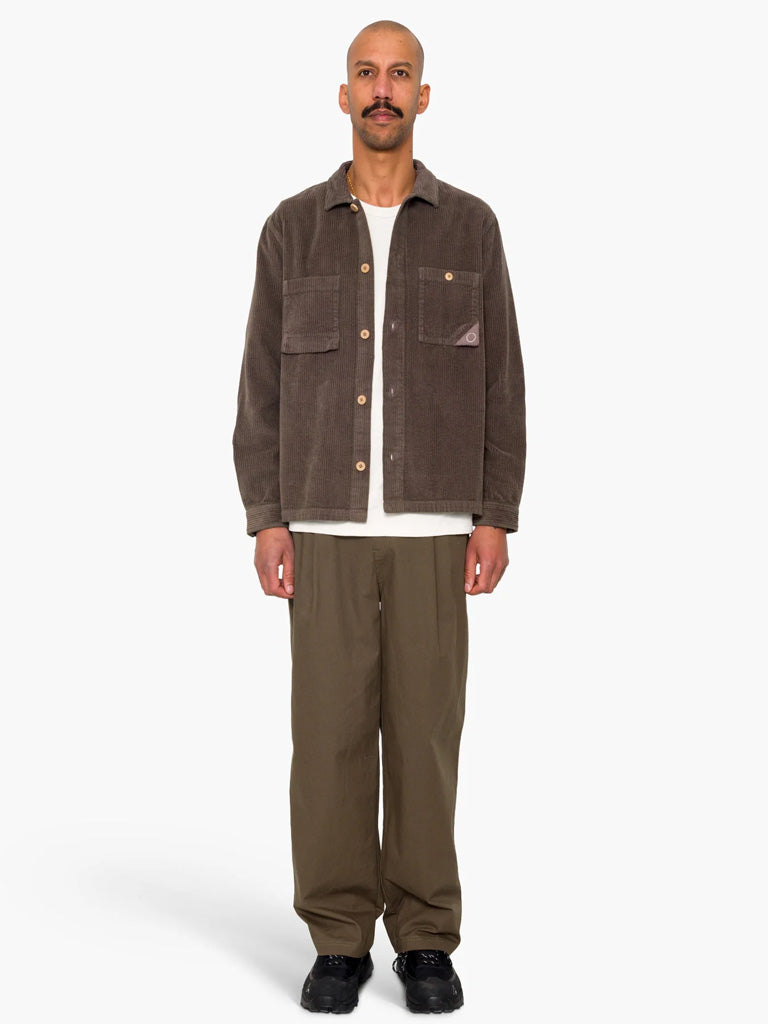 Folk Anniversary Patch Overshirt in Rich Brown Cord
