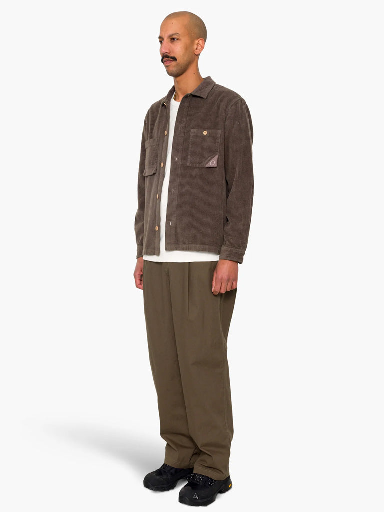 Folk Anniversary Patch Overshirt in Rich Brown Cord