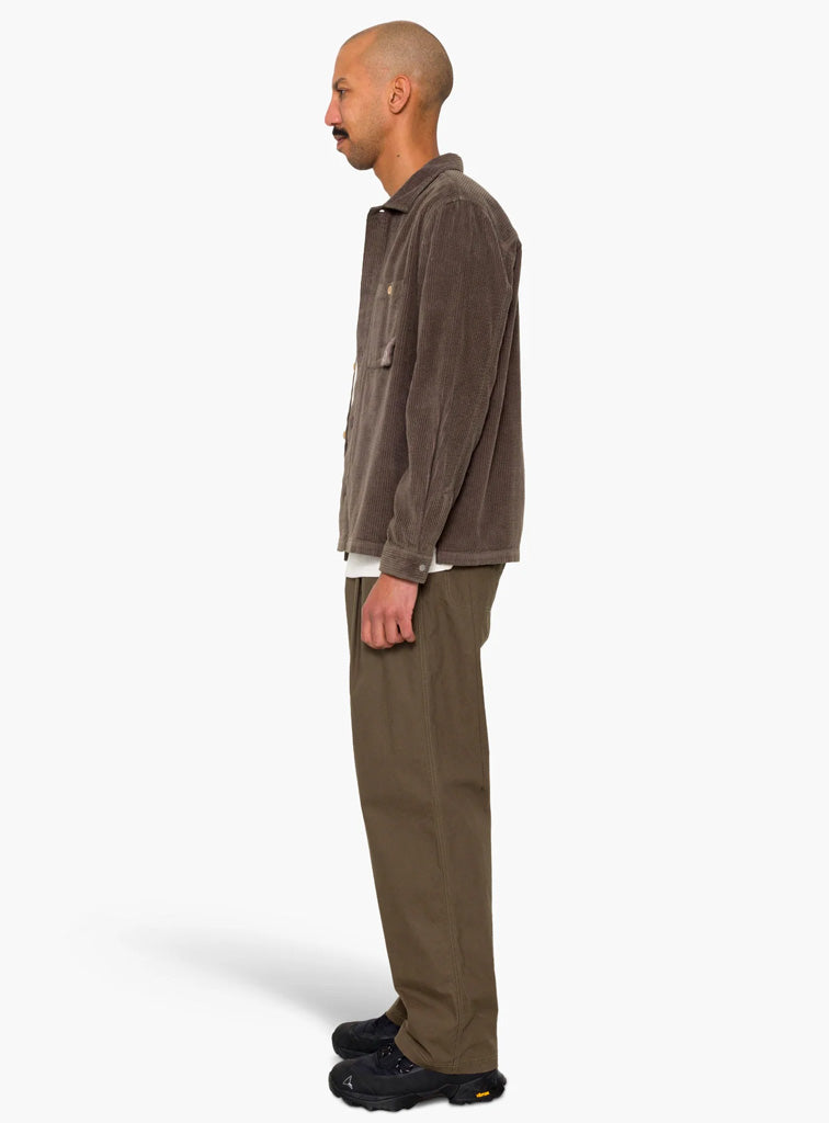Folk Anniversary Patch Overshirt in Rich Brown Cord