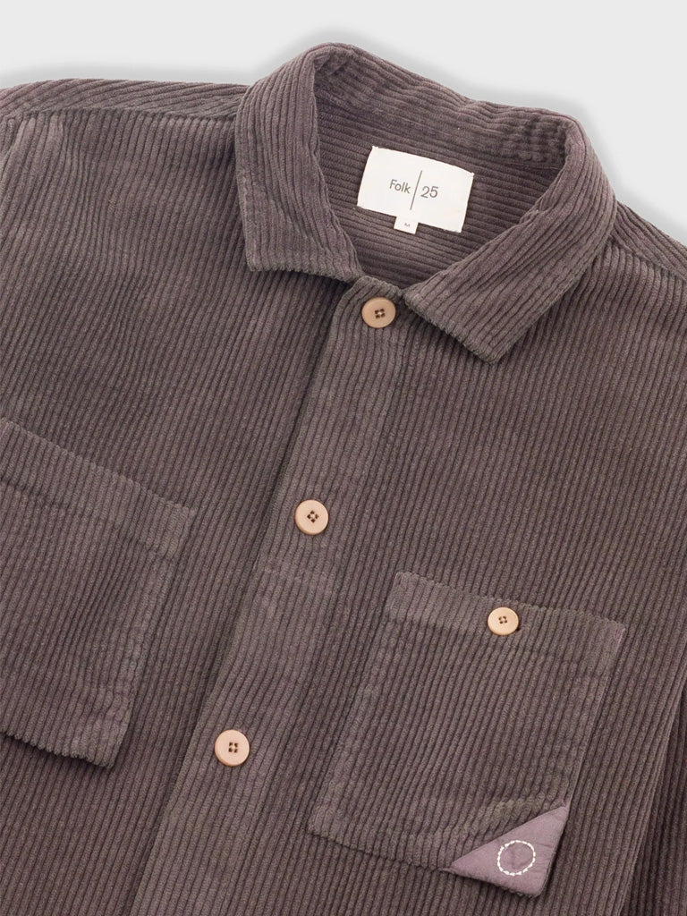 Folk Anniversary Patch Overshirt in Rich Brown Cord
