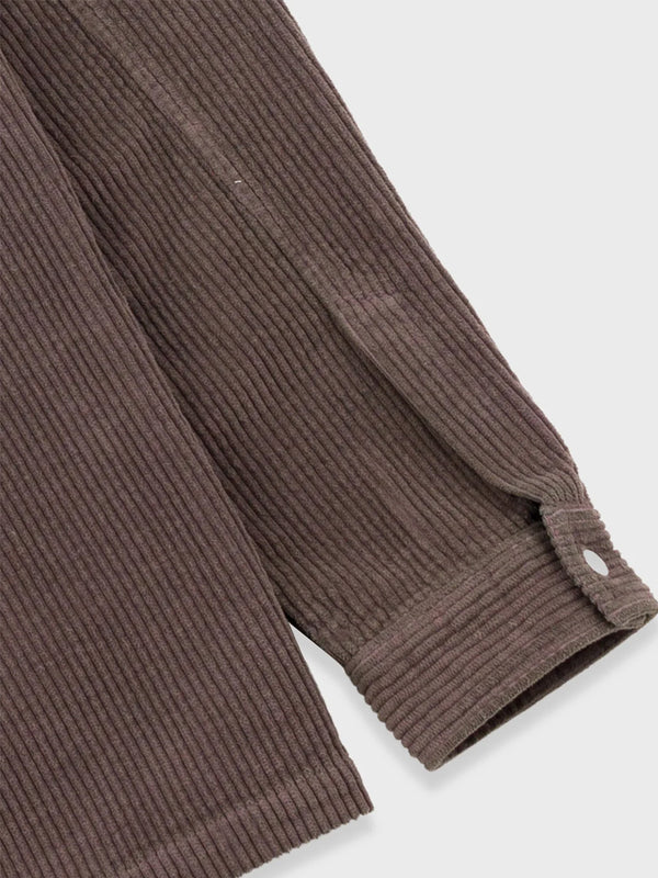 Folk Anniversary Patch Overshirt in Rich Brown Cord