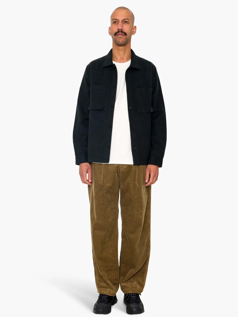 Folk Anniversary Patch Overshirt in Deep Green Moleskin