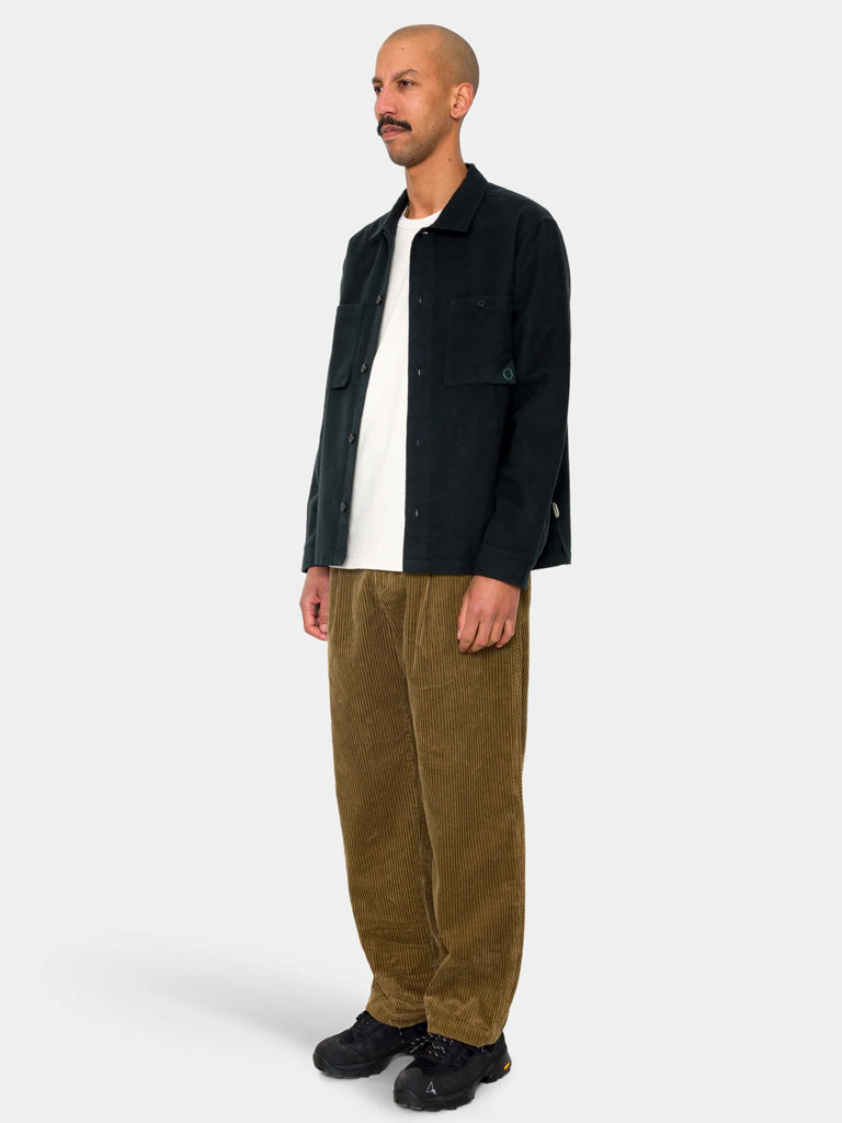 Folk Anniversary Patch Overshirt in Deep Green Moleskin