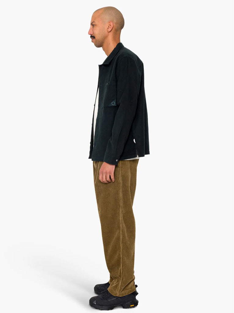 Folk Anniversary Patch Overshirt in Deep Green Moleskin